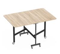 HOMCOM Mesa Plegable con 6 Ruedas y Frenos para Cocina o Comedor, 120x80x73 cm, Roble Aosom España