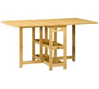 HOMCOM: Mesa plegable con compartimentos de almacenamiento, mesa de comedor, mesa de cocina, madera natural