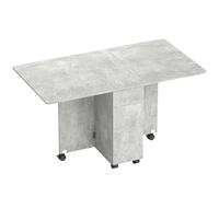 HOMCOM Mesa Plegable con Hojas Abatibles, Cajones, 6 Ruedas, Gris Cemento Aosom España