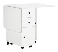 HOMCOM Mesa Plegable con Ruedas y Alas Abatibles Mesa Auxiliar Multifuncional con Almacenaje 120x60x76,5 cm Blanco Aosom España