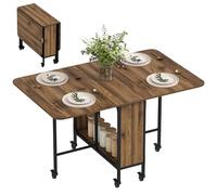 HOMCOM Mesa Plegable de Comedor con Ruedas 130x80x74 cm Madera Marrón
