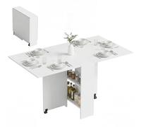 HOMCOM Mesa Plegable de Comedor con Ruedas 75x140x74 cm Blanco