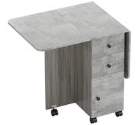 HOMCOM Mesa Plegable de Comedor con Ruedas Alas Abatibles 2 Cajones y Armario Hasta 6 Personas 120x60x76,5 cm Gris