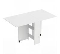 HOMCOM Mesa Plegable de Comedor con Ruedas Alas Abatibles y Estantes para 4-6 Personas 75x140x74 cm Blanco