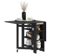 HOMCOM Mesa Plegable de Comedor con Ruedas Estantes 120x60x75 cm Negro | Mesa de Cocina Plegable, Alas Abatibles, Hasta 4 Personas, para Salón, Espacio Pequeño