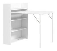 HOMCOM Mesa Plegable de Comedor Mesa de Cocina con Ala Abatible 4 Compartimentos Hasta 3 Personas 78,5x91x93 cm Blanco