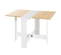 HOMCOM Mesa Plegable de Comedor, Mesa de Cocina Plegable, con Alas Abatibles, para Salón, Espacio Pequeño, 103x76x73,5 cm, Blanco y Roble