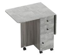 HOMCOM Mesa Plegable de Comedor, Mesa de Cocina Plegable, con Ruedas, Alas Abatibles, 2 Cajones, Estante y Armario, hasta 6 Personas, para Salón, Espacio Pequeño, 120x60x76,5 cm, Gris