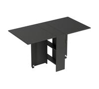 HOMCOM Mesa de Comedor Plegable con 2 Ruedas y 2 Estantes 75x140x74 cm Negro Black