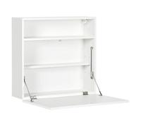 HOMCOM Mesa Plegable de Pared Multifuncional con Estantes 64x20x60 cm Blanco White