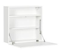 HOMCOM Mesa Plegable de Pared Multifuncional con Estantes 64x20x60 cm Blanco White