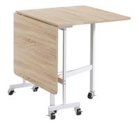 HOMCOM Mesa Plegable Moderna de 2 Extensiones con Ruedas en MDF y Acero 120x80x73 cm Marrón Aosom España