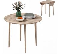 HOMCOM Mesa Plegable para Cocina y Salón, Mesa de Comedor de aglomerado y Madera de Pino, Ø89x73,5 cm, Color Madera