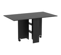 HOMCOM Mesa Plegable Salvaespacio de 2 Alas Abatibles para 6 Personas con Estantes y Ruedas, Negro Aosom España