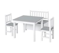 HOMCOM Mesa y Sillas Infantiles de 4 Piezas para Niños de +3 Años Gris y Blanco