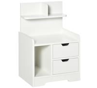 HOMCOM Mesilla de Noche Moderna con 2 Cajones y 3 Compartimentos de Almacenaje para Salón Dormitorio Carga 30 kg 40x30x60 cm Blanco Aosom España
