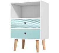 HOMCOM Mesilla de Noche Moderno de Madera con 2 Cajones 45x30x65cm Blanco | Cómoda, Cajonera Multiusos, 1 Estante Abierto