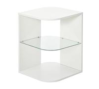 HomCom Mesita auxiliar mesilla de noche moderna con 3 estantes 40x40x56 cm Blanco