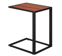 Homcom mesita auxiliar pequeña mesa para sofá en forma de c estructura de metal y tablero de madera mdf para salón 40,6x50,8x64,2 cm nogal