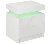 HOMCOM Mesita de Noche Blanca con Luz LED Mando a Distancia 45x35x52 cm blanco 45x35x52cm