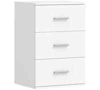 HOMCOM Mesita de noche con 3 cajones, cómoda auxiliar para dormitorio, MDF, Blanco