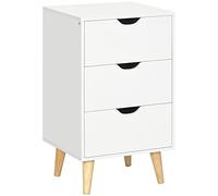 HOMCOM Mesa de noche con 3 cajones, estilo escandinavo para dormitorio, salón, 40x35 x cm, Blanco