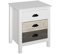 HOMCOM Mesita de Noche con 3 Cajones para Dormitorio 50x38x65 cm Blanco