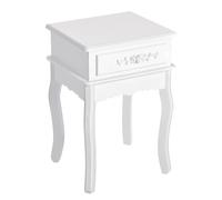 HOMCOM Mesita de Noche con Cajón Mesa Auxiliar para Dormitorio Salón 40x35x60 cm Blanco