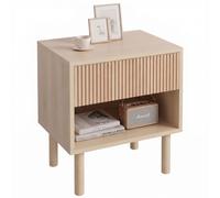 HOMCOM Mesita de Noche con Cajón y Estante 47x47x50 cm Madera Natural
