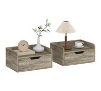 HOMCOM Mesita de Noche Flotante 2 Piezas montada en Pared, Gris