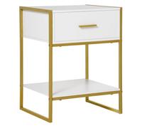 HOMCOM Mesita de Noche Auxiliar con 1 Cajón y Estante de Almacenamiento para Dormitorio Salón Oficina Estilo Moderno 45x40x60 cm Blanco Aosom España