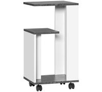 HOMCOM Mesita de Noche Mesa Auxiliar con Ruedas Mesa de Centro Mesa de Centro de diseño Moderno Mesa de sofá con 3 estantes para Dormitorio Salón Gris Blanco 35 x 29,5 x 65,5 cm Gray 35 x 29.5 x 65.5c