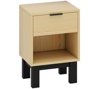 HOMCOM Mesita de noche, mesita con cajón, compartimento abierto, cómoda para dormitorio, salón, 35 x 26 x 50 cm, Roble Aosom España