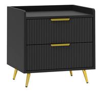 HOMCOM Mesita de Noche, mesita de Noche con 2 cajones, Mesa Auxiliar con Patas de Metal para Dormitorio, Sala de Estar, Color Negro