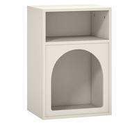 HOMCOM Mesita de Noche Moderna Mesilla de Noche Estrecha con 2 Compartimentos Abiertos Diseño en Forma de Arco Mesa Auxiliar para Salón Dormitorio 40x30x60 cm Crema