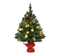 HOMCOM Árbol de Navidad Artificial Pequeño 60 cm 73 Ramas Verde Base Roja