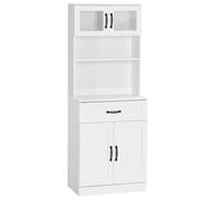 HOMCOM Mueble Alacena Cocina con 4 Puertas Cajón y Estantes Ajustables Mueble Buffet de Cocina para Comedor 60x38x161 cm Blanco Aosom España