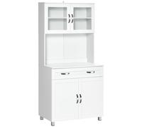 HOMCOM Mueble Aparador Auxiliar de Cocina Alacena 80x48x170 cm Blanco