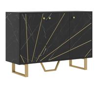 HOMCOM Mueble Aparador de Salón con 2 Armarios y Estante Interior Ajustable Buffet acabado Efecto Mármol 107x35x75 cm Negro y Dorado Aosom España