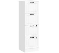 HOMCOM Mueble Archivador Cajonera Oficina Mueble Oficina con 4 Cajones Cerraduras Carpetas A4 y Carta 40x40x131 cm Blanco Aosom España