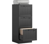 HOMCOM Mueble Archivador con 3 Cajones Cajonera para Escritorio con Cerraduras Carpetas para A4 y Carta 40x40x101 cm Negro Negro