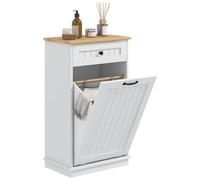 HOMCOM Mueble Auxiliar de Baño Cesto para Ropa Sucia 52x33x90 cm Blanco | Armario de Baño, con Cajón, Diseño Anti-vuelco, Moderno
