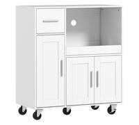 HOMCOM Mueble Auxiliar de Cocina con Ruedas 3 Puertas 80x40x88,7 cm Blanco