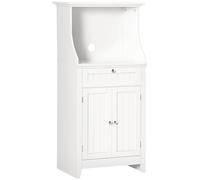 Mueble para Microondas Aparador de Cocina con Cajón Estante 2 Puertas Compartimento Anti-vuelco 60x40x122,5 cm Blanco White