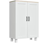 HOMCOM Mueble Auxiliar Moderno con 2 Puertas Estante Ajustable y Base Elevada para Salón Cocina Comedor 60x30x90 cm Blanco Aosom España