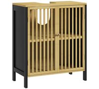 HOMCOM Mueble bajo lavabo 2 puertas con estante ajustable armario de almacenamiento para lavabo 60x30x70 cm MDF y bambú Aosom España
