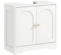 HOMCOM Mueble Bajo Lavabo 2 Puertas con o sin Pedestal 60x30x65 cm Blanco