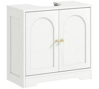 HOMCOM Mueble Bajo Lavabo 2 Puertas con o sin Pedestal 60x30x65 cm Blanco