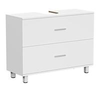 HOMCOM Mueble Bajo Lavabo, Mueble de Baño con 2 Cajones, Estilo Moderno, para Lavabo sin Pedestal, 80x30x60 cm, Blanco BLANCO