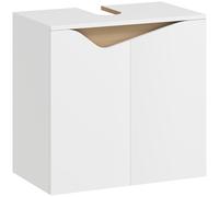 HOMCOM Mueble Bajo Lavabo con 2 Puertas Amortiguadas para Lavabo sin Pedestal, 60x35x57.9 cm, Blanco